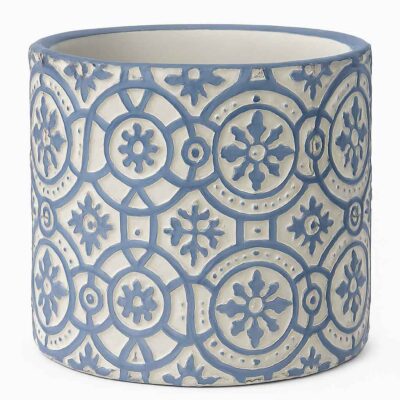 Macetero Azul con Gris