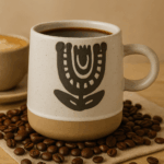 Taza de café de cerámica blanca con diseño minimalista - Imagen 2