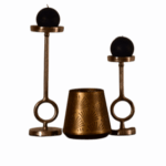 Pack Candelabros & Portavelas Dorado – Set de 3 Piezas